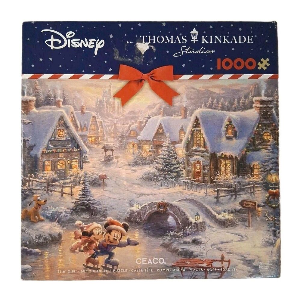 Disney Thomas Kinkade Mickey and Minnie Sweetheart Holiday Puzzle 1000 Christmas
